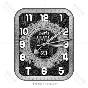 爱马仕Hermes黑色羽毛浮雕法式框表盘.clock