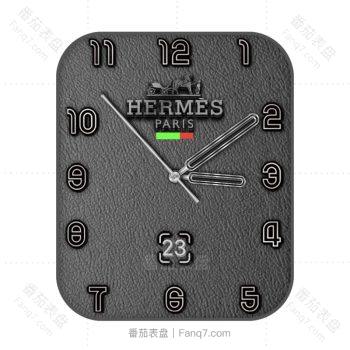 爱马仕Hermes深灰皮质裂纹表盘.clock