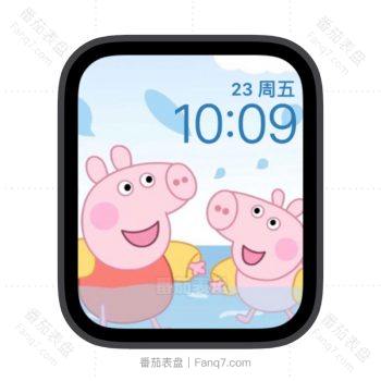 小猪佩奇妈妈与佩奇苹果iwatch壁纸表盘.watchface