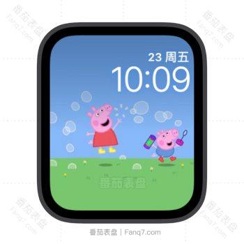 小猪佩奇和乔治玩泡泡苹果iwatch壁纸表盘.watchface