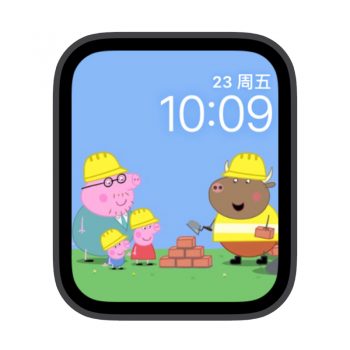 小猪佩奇和爸爸砌墙苹果iwatch壁纸表盘.watchface
