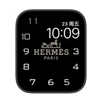 大数字时间爱马仕hermes经典logo苹果iwatch壁纸表盘.watchface