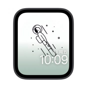 太空人绿色渐变白苹果iwatch壁纸表盘.watchface