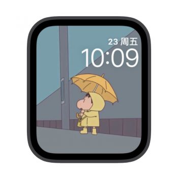 蜡笔小新动漫卡通黄色小人雨衣苹果iwatch壁纸表盘.watchface