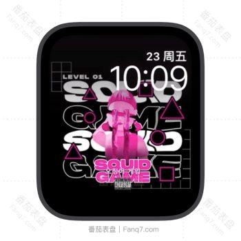 韩国鱿鱼游戏粉色苹果iwatch壁纸表盘.watchface