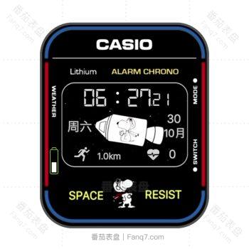 卡西欧CASIOG史努比太空人表盘.clock