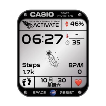 卡西欧CASIOG银色光面新太空人表盘.clock