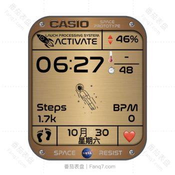 卡西欧CASIOG金黄色光面新太空人表盘.clock