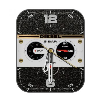 DIESEL迪赛黑色皮质裂纹双盘表盘.clock