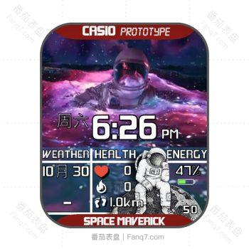 太空人宇宙航天员动态霓虹赛伯朋克科幻未来风表盘.clock