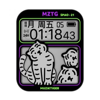 muziktiger小老虎伸展虎彩色小老虎特殊版SPAO-21紫绿环数字电子表盘.clock