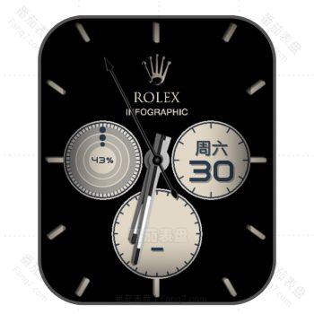 劳力士ROLEX简约黑三盘表盘.clock