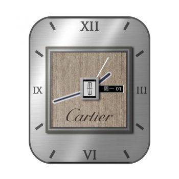Cartier卡地亚灰色光盘边棕内圈表盘.clock