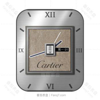 Cartier卡地亚灰色光盘边棕内圈表盘.clock