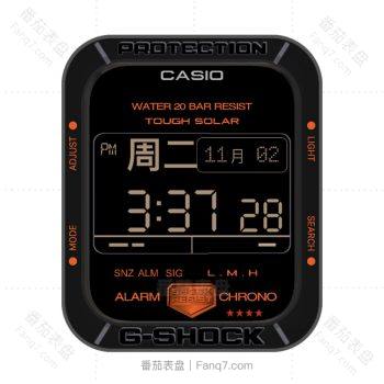 卡西欧CASIOG黑橙简约表盘.clock