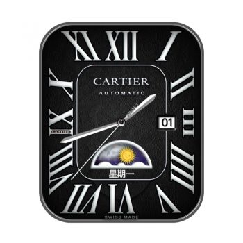Cartier卡地亚黑边黑色日月表盘.clock