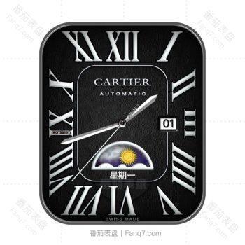 Cartier卡地亚黑边黑色日月表盘.clock
