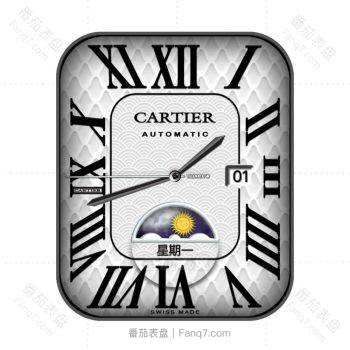 Cartier卡地亚白边白色日月表盘.clock