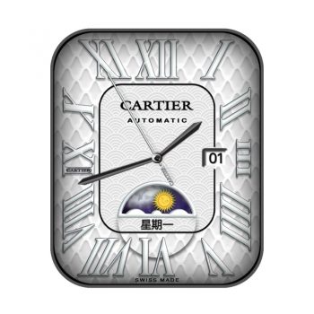 Cartier卡地亚白边白色日月表盘.clock