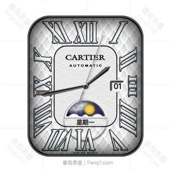 Cartier卡地亚白边白色日月表盘.clock