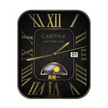 Cartier卡地亚黑色玫瑰金日月表盘.clock