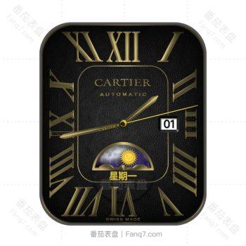 Cartier卡地亚黑色玫瑰金日月表盘.clock