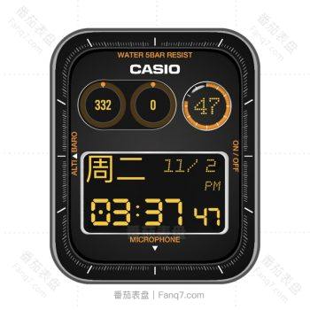 卡西欧CASIOG黑橙复古表盘.clock