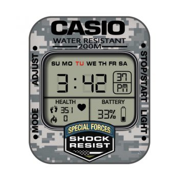 卡西欧CASIOG迷彩灰白复古表盘.clock