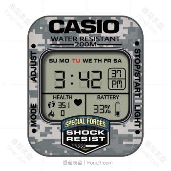 卡西欧CASIOG迷彩灰白复古表盘.clock