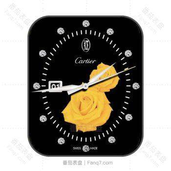 Cartier卡地亚黑色黄色玫瑰高级格调表盘.clock