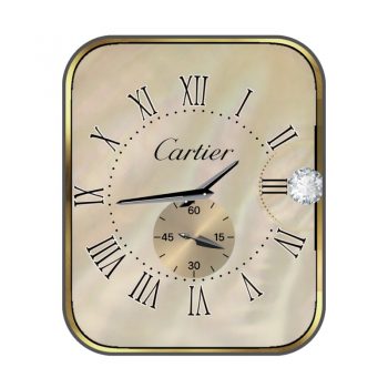 Cartier卡地亚米黄色镶钻简约表盘.clock
