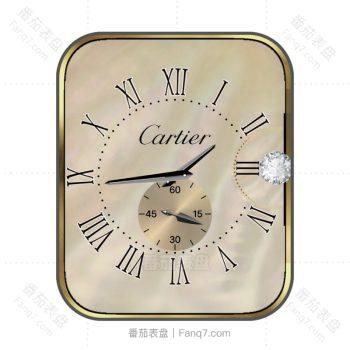 Cartier卡地亚米黄色镶钻简约表盘.clock