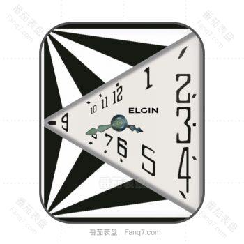 ELGIN埃尔金不规则三角形蓝白表盘.clock