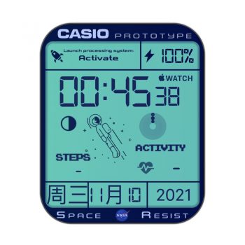 浅蓝绿屏太空人转转去天气内购版表盘.clock