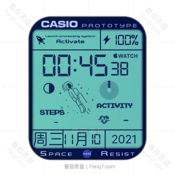 浅蓝绿屏太空人转转去天气内购版表盘.clock