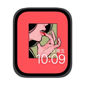 方形居中烈焰红唇摸嘴唇动作苹果iwatch壁纸表盘.watchface