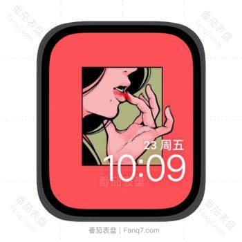 方形居中烈焰红唇摸嘴唇动作苹果iwatch壁纸表盘.watchface