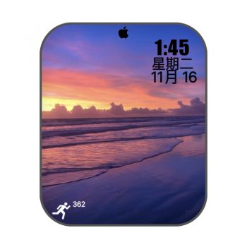 _Ocean view日落晚霞海滩浪花动态表盘.clcok