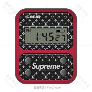 卡西欧CASIOG黑红LV复古supreme表盘.clock