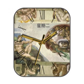 西方油画米开朗基罗《创造亚当》表盘.clock