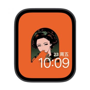 抚媚偷笑的日本艺妓苹果iwatch壁纸表盘.watchface