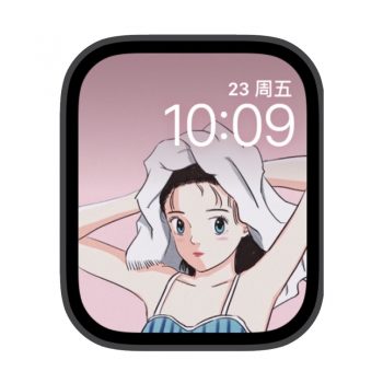 少女刚洗完头发在擦头苹果iwatch壁纸表盘.watchface