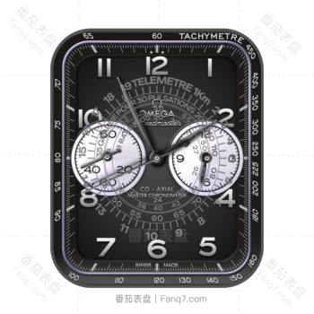 OMEGA 欧米茄深黑色双盘表盘.clock
