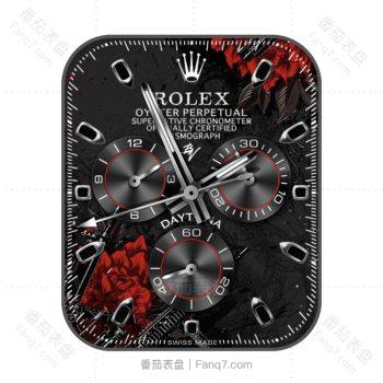 劳力士ROLEX黑色红色花朵表盘.clock