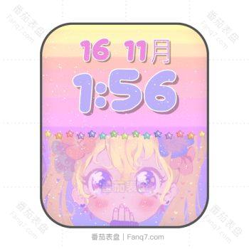 少女可爱卡通水冰月表盘.clock