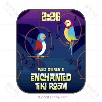 迪士尼disney卡通Enchanted Tiki迷幻蒂奇小鸟歌唱音符动态表盘.clcok