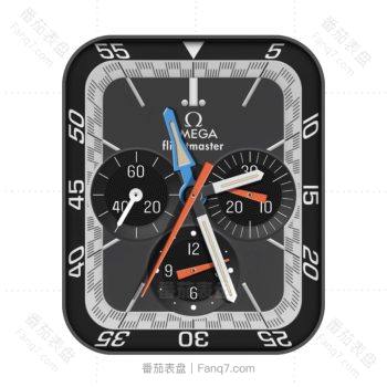 OMEGA 欧米茄深黑色白边三盘表盘.clock