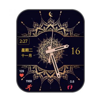 异域风情黑色玫瑰金花纹表盘.clock