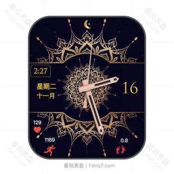 异域风情黑色玫瑰金花纹表盘.clock