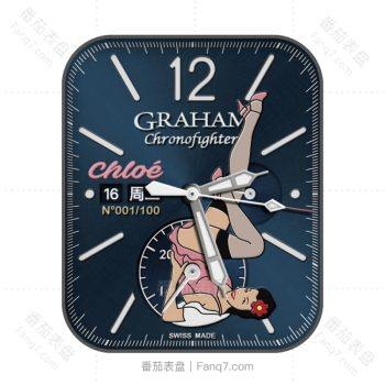 Graham格林汉姆蓝色黑发美人表盘.clock
